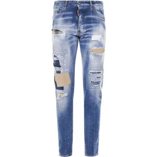 Slim-fit Denim Jeans with Bleach-effect Finish , male, Sizes: S, L - Dsquared2 - Modalova
