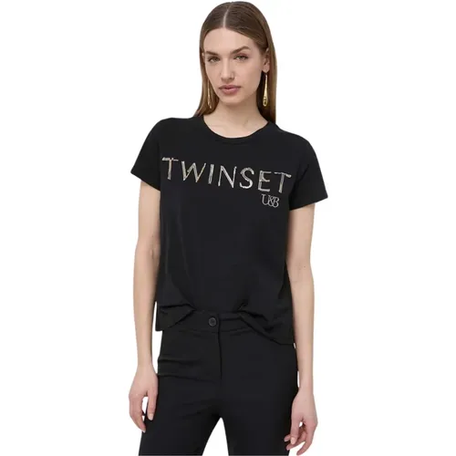 Knit T-shirt with Application , female, Sizes: S - Twinset - Modalova