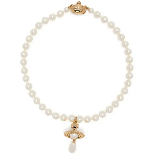 Pearl Drop Choker Necklace Gold , unisex, Sizes: ONE SIZE - Vivienne Westwood - Modalova