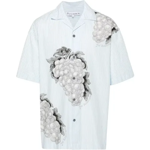 Striped Boxy-Fit Shirt with Grape Print , male, Sizes: L - JW Anderson - Modalova