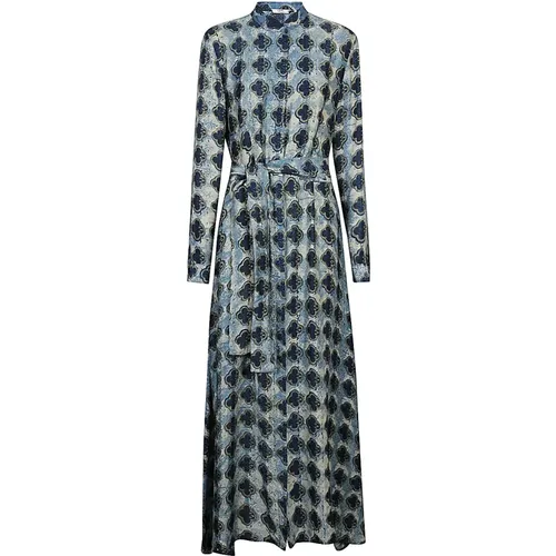 Clear Blue V-Neck Long Sleeve Dress , female, Sizes: M - Obidi - Modalova