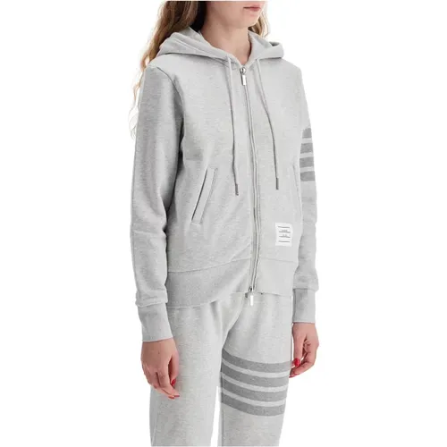 Grey 4-Bar Hoodie with Zipper , female, Sizes: 2XS, M, XS, S - Thom Browne - Modalova