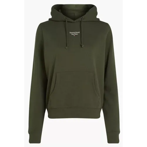 Basic Logo Hoodie - Grün , Damen, Größe: S - Tommy Jeans - Modalova