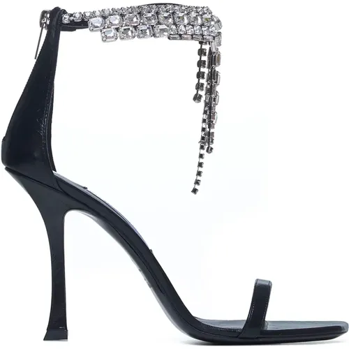 Heeled Leather Sandals with Crystals , female, Sizes: 8 UK, 4 1/2 UK, 4 UK, 3 UK, 5 UK, 7 UK, 5 1/2 UK - Jimmy Choo - Modalova