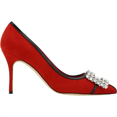 Rote Lederpumps mit Patentdetail - Manolo Blahnik - Modalova