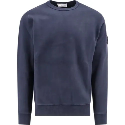 Blauer Sweatshirt Gerippter Crew-Neck Aw24 , Herren, Größe: 2XL - Stone Island - Modalova