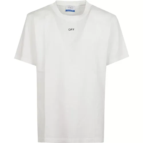 Off , Stamp Slim Tee in Weiß Schwarz , Herren, Größe: 2XL - Off White - Modalova