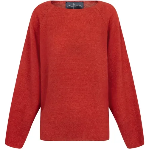 Roter Alpaka Merino Wollpullover , Damen, Größe: M - Cortana - Modalova