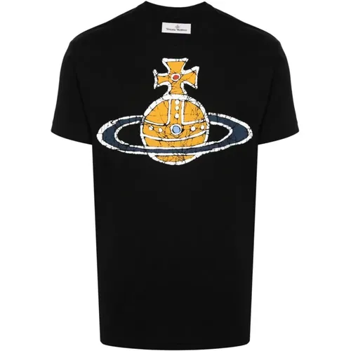 Cotton T-shirt with Orb Logo , male, Sizes: L, S - Vivienne Westwood - Modalova