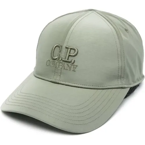 Olivgrüne Kappe mit Logo-Stickerei - C.P. Company - Modalova