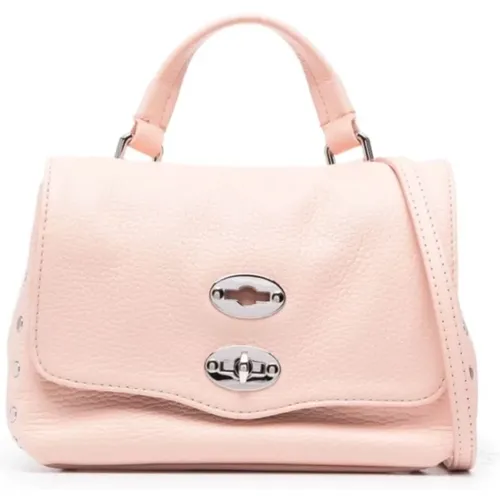 Peach Leather Bag with Stud Embellishment , female, Sizes: ONE SIZE - Zanellato - Modalova