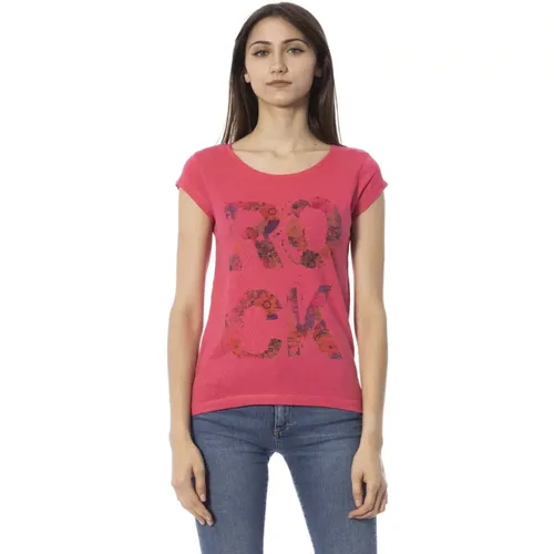 Casual T-Shirt mit kurzen Ärmeln und Rundhalsausschnitt , Damen, Größe: L - Trussardi - Modalova