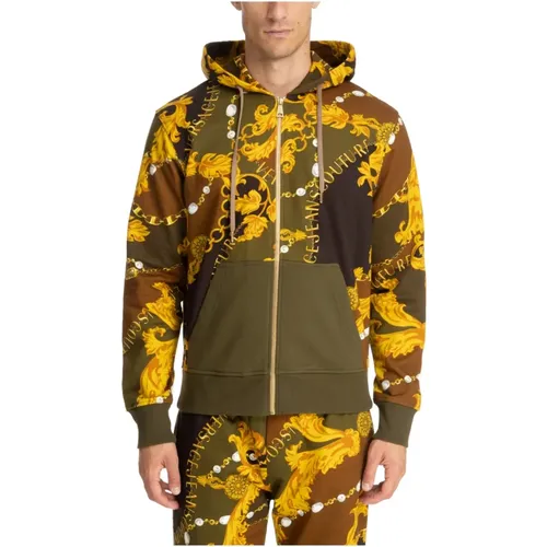 Abstract Multicolour Zip Hoodie , male, Sizes: L, S, M, XL - Versace Jeans Couture - Modalova