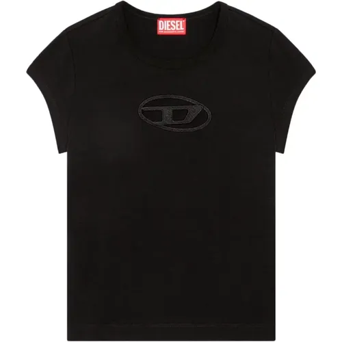 Schwarze T-Shirts und Polos , Damen, Größe: S - Diesel - Modalova