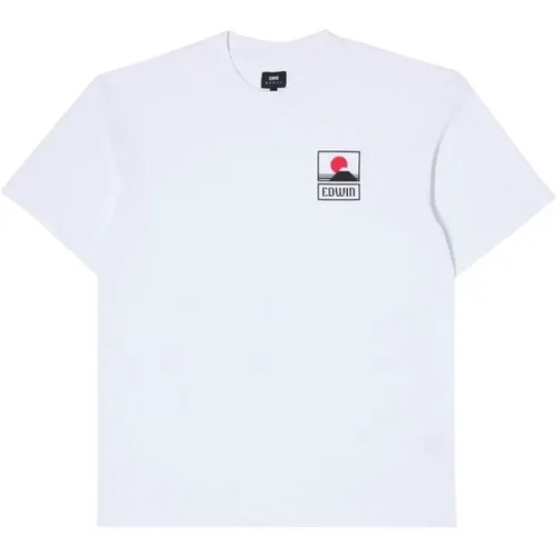 Sunset On Mt Fuji Grafik T-Shirt , Herren, Größe: XL - Edwin - Modalova