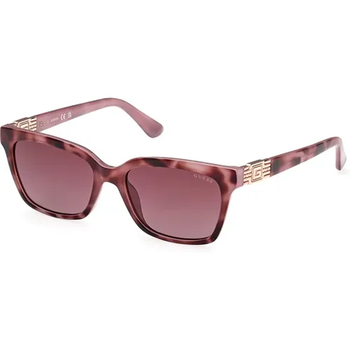 Bordeaux Sonnenbrille mit Roten Gläsern , Damen, Größe: 53 MM - Guess - Modalova