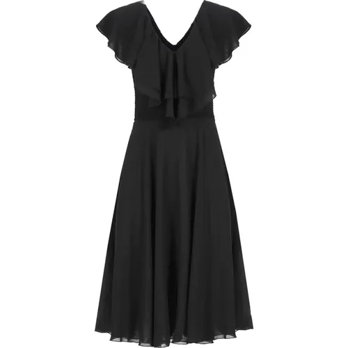 Schwarzes V-Ausschnitt Rüschen Ärmelloses Kleid , Damen, Größe: XS - Rotate Birger Christensen - Modalova