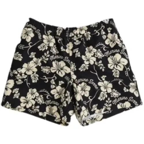 Hawaiian print swim shorts , male, Sizes: M - Marine Serre - Modalova