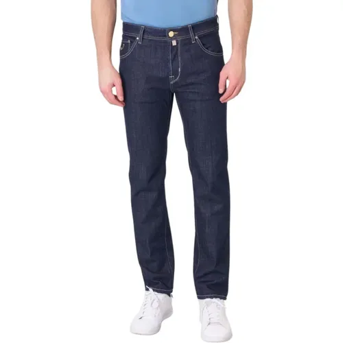 Italienische Denim-Jeans mit Gelbem Patch , Herren, Größe: W34 - Jacob Cohën - Modalova