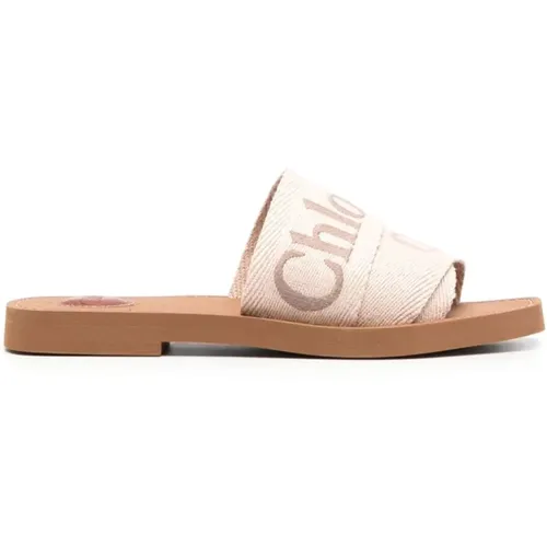 Besticktes Logo Blockabsatz Sandalen , Damen, Größe: 36 EU - Chloé - Modalova