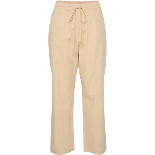 Elastic Waistband Pants Fog , female, Sizes: L, XS, S, M - Saint Tropez - Modalova