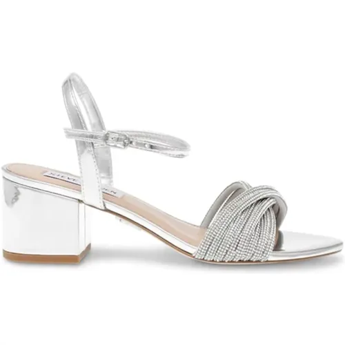 Silberne Riemchensandalen , Damen, Größe: 37 1/2 EU - Steve Madden - Modalova