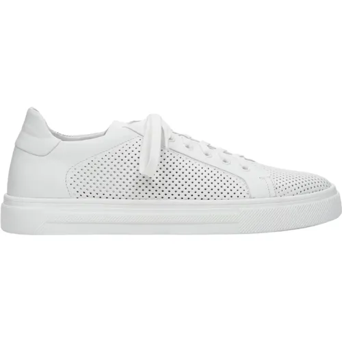 Herren Weiße Leder Low-Top Sneakers mit Perforation für den Sommer Er00109553 , Herren, Größe: 40 EU - Estro - Modalova