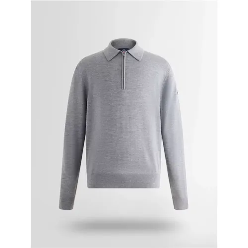 Grauer Herren Zip Neck Wolle Seiden Pullover - Fusalp - Modalova