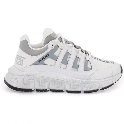 Trigreca Sneakers with Graphic Pattern and Leather Details , female, Sizes: 7 UK, 8 UK, 4 UK, 3 UK, 6 UK - Versace - Modalova