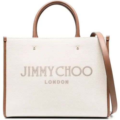 Canvas Tote Bag with Embroidered Logo , female, Sizes: ONE SIZE - Jimmy Choo - Modalova