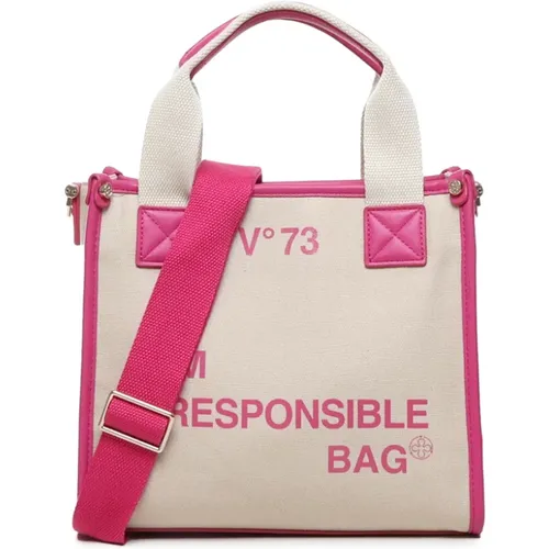 Geometric Lines Shopping Bag in Fuchsia , female, Sizes: ONE SIZE - V73 - Modalova