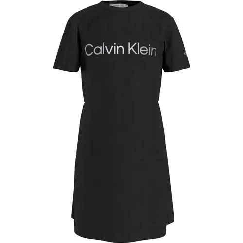 Niedliches Kleid mit Rückenöffnung und Logo - Calvin Klein - Modalova