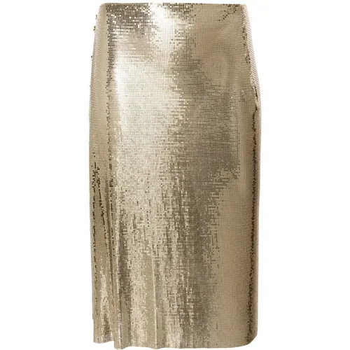 Golden Chainmail Skirt Draped Design , female, Sizes: XS - Paco Rabanne - Modalova