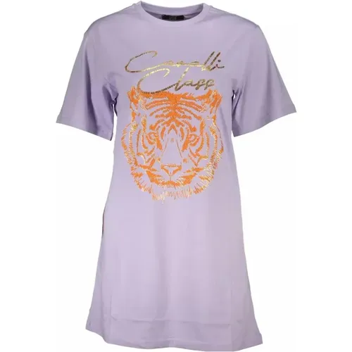 Lila Logo Print Rundhals T-Shirt - Cavalli Class - Modalova