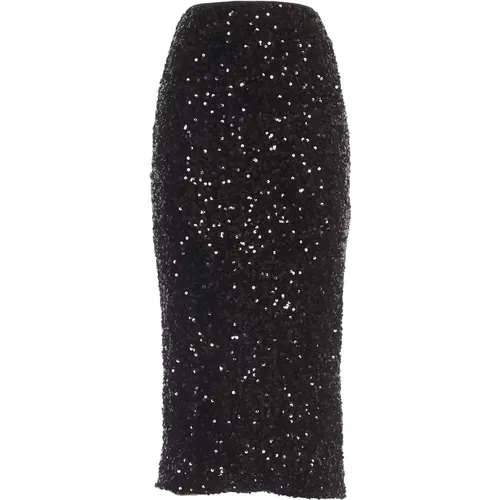 Schwarzer Sequin Midi Bleistiftrock , Damen, Größe: M - ROTATE Birger Christensen - Modalova