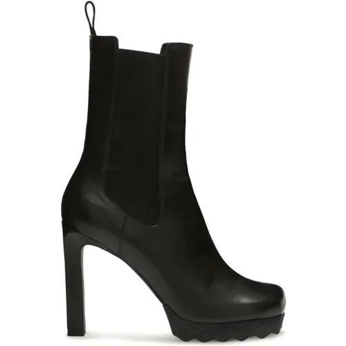Leather Heeled Boots , female, Sizes: 3 UK - Off White - Modalova