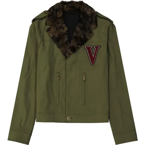 Denim Jacket with Squirrel Fur Collar , male, Sizes: S, M, 2XL, L, XL - Versus Versace - Modalova