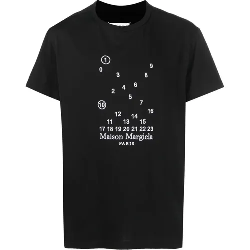 Schwarzes T-Shirt mit Grafikdruck,T-Shirts - Maison Margiela - Modalova
