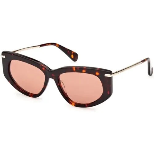 Dunkel Havana Braune Sonnenbrille , unisex, Größe: 54 MM - Max Mara - Modalova