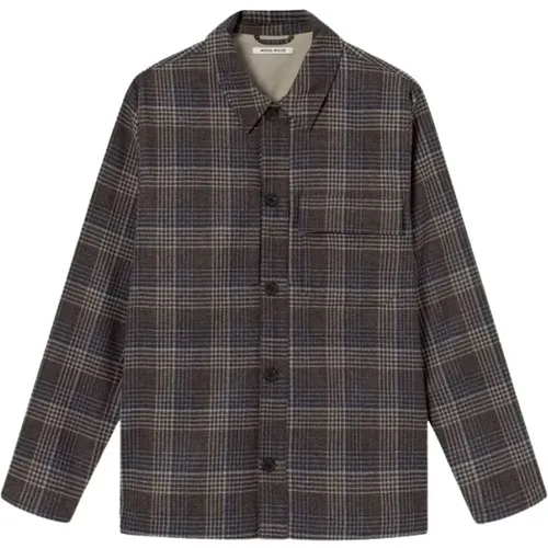 Clive plaid woolen overshirt , male, Sizes: S, M, L - Wood Wood - Modalova