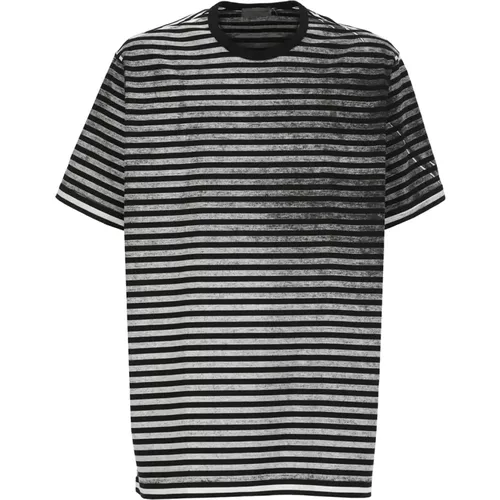 Gestreiftes Baumwoll-T-Shirt für Männer , Herren, Größe: M - Yohji Yamamoto - Modalova