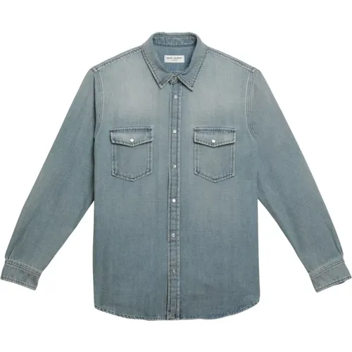 Denim Shirt , male, Sizes: S - Saint Laurent - Modalova