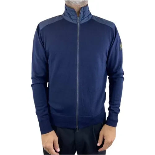 Marineblaue Jacke mit Reißverschluss und Schulterpolstern , Herren, Größe: 2XL - Belstaff - Modalova