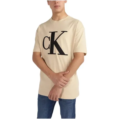 Perforated Monologue T-shirt , male, Sizes: L, M - Calvin Klein - Modalova