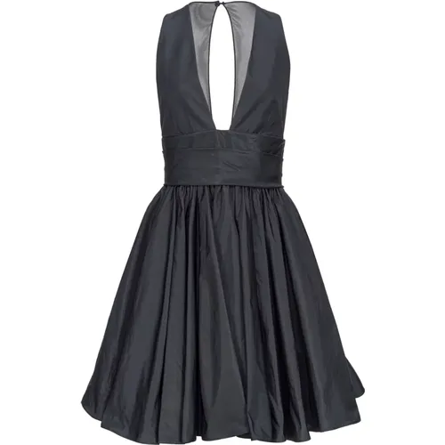 Ärmelloses Taffeta-Kleid mit V-Ausschnitt und ausgestelltem Rock , Damen, Größe: 2XS - pinko - Modalova
