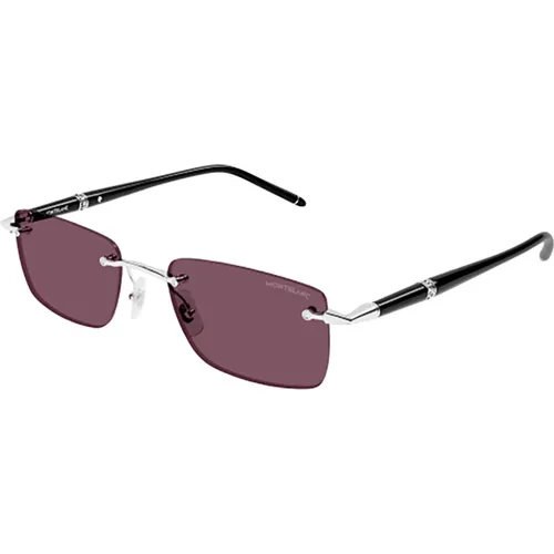 Schwarze Sonnenbrille für Herren , Herren, Größe: 54 MM - Montblanc - Modalova