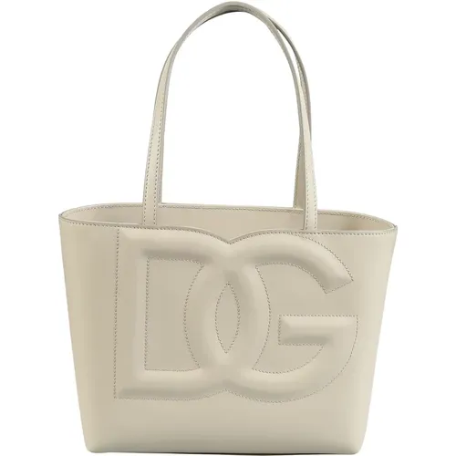 Ivory Shopper Bag with Logo Detail , female, Sizes: ONE SIZE - Dolce & Gabbana - Modalova