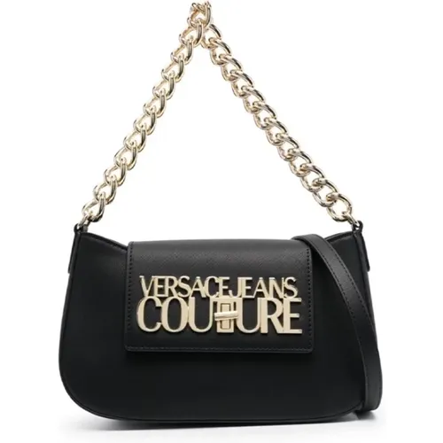 Schwarze Hobo-Tasche mit Kettenhenkel , Damen, Größe: ONE Size - Versace Jeans Couture - Modalova