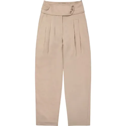 Elegant High-Waisted Trousers with Button Closure , female, Sizes: XS, XL - Munthe - Modalova