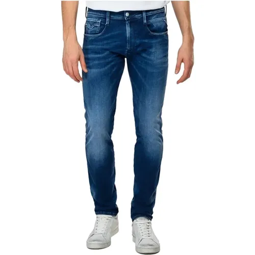 Anb Hyperflex Re-Used Slim Fit Jeans , male, Sizes: W36, W30, W32, W34, W40, W31, W33 - Replay - Modalova